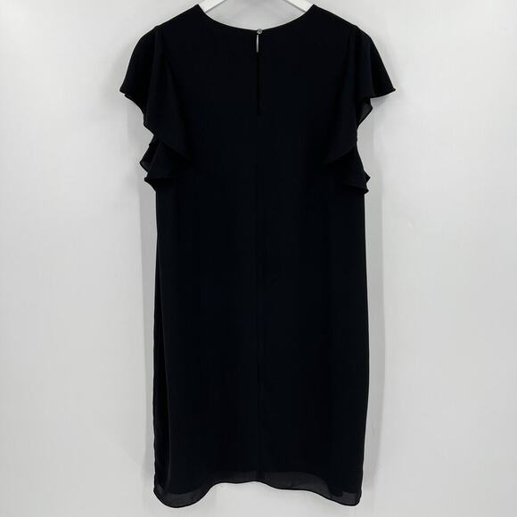Aritzia Babaton Ruffle Short‎ Cap Sleeves Burt Mini Shift Dress Black Size Large - Picture 6 of 10